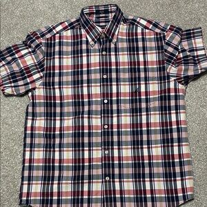 Nautica Men's Red and Blue Plaid Shirt